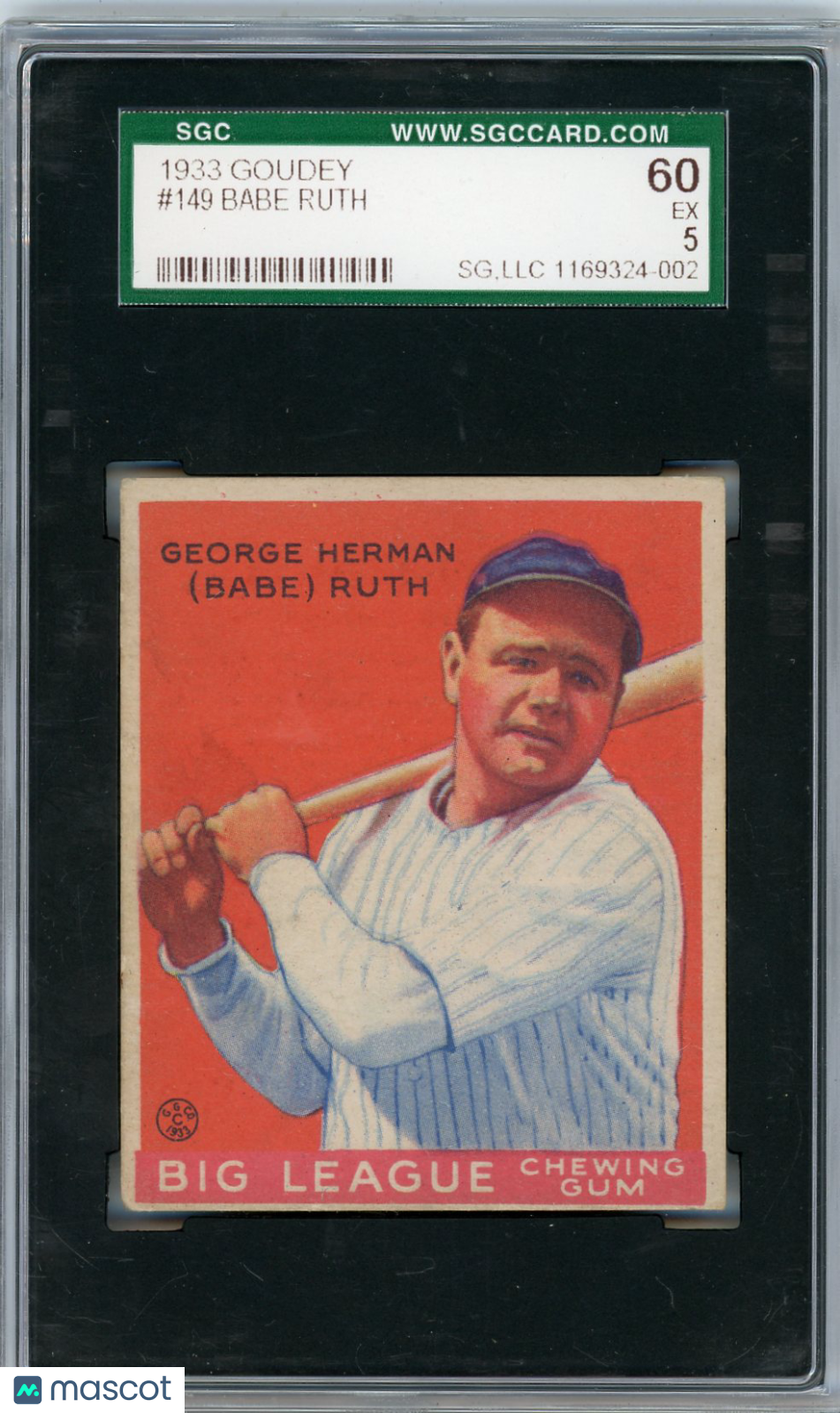 1933 Goudey Babe Ruth #149 SGC 5