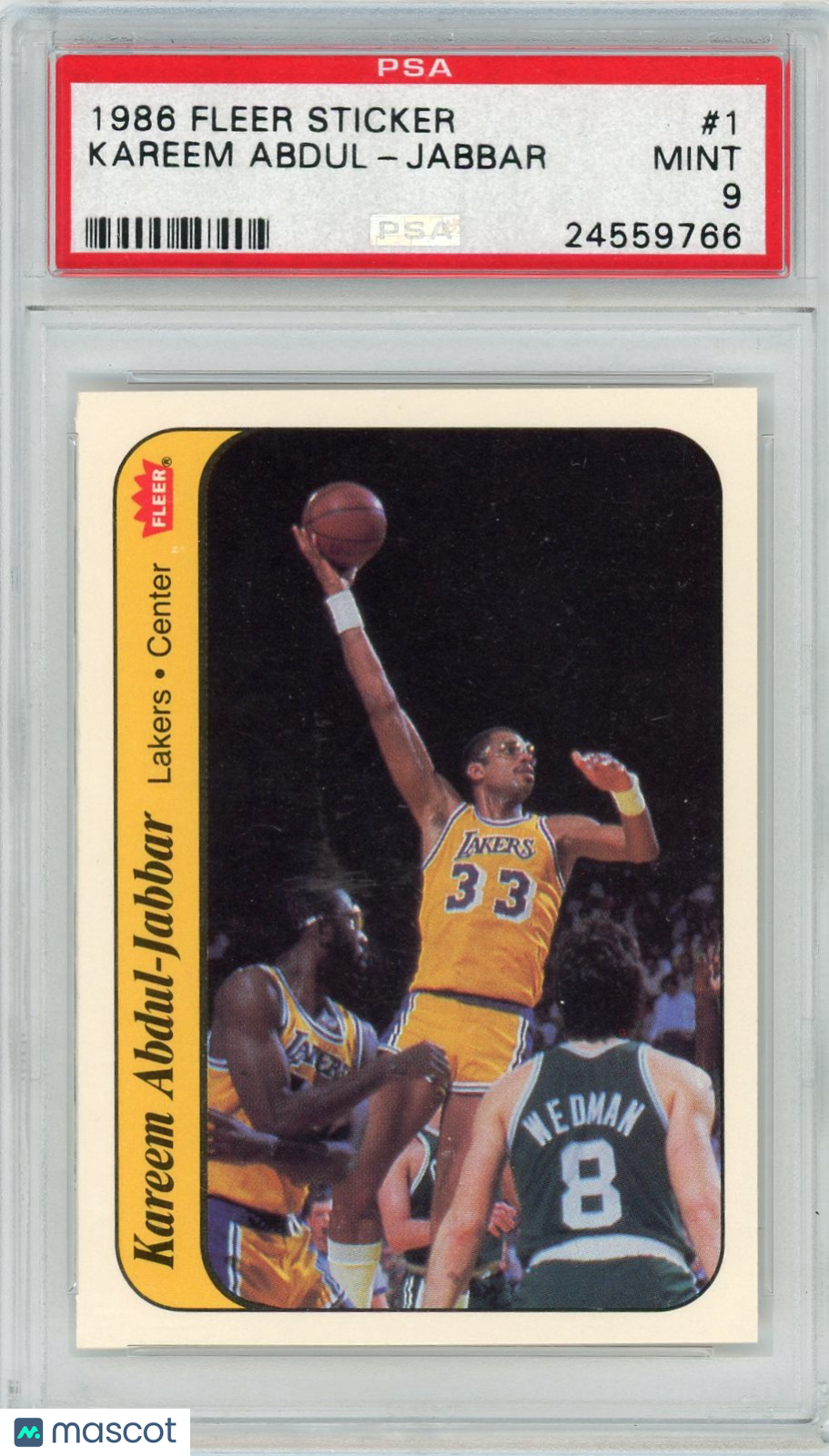1986 Fleer Sticker K. Abdul-Jabbar #1 PSA 9
