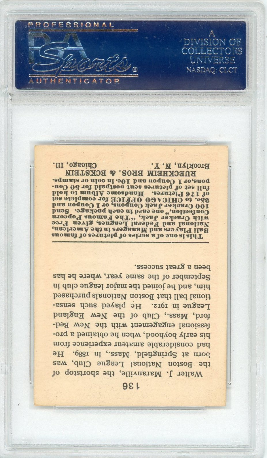 1915 Cracker Jack Rabbit Maranville #136 PSA 7.5
