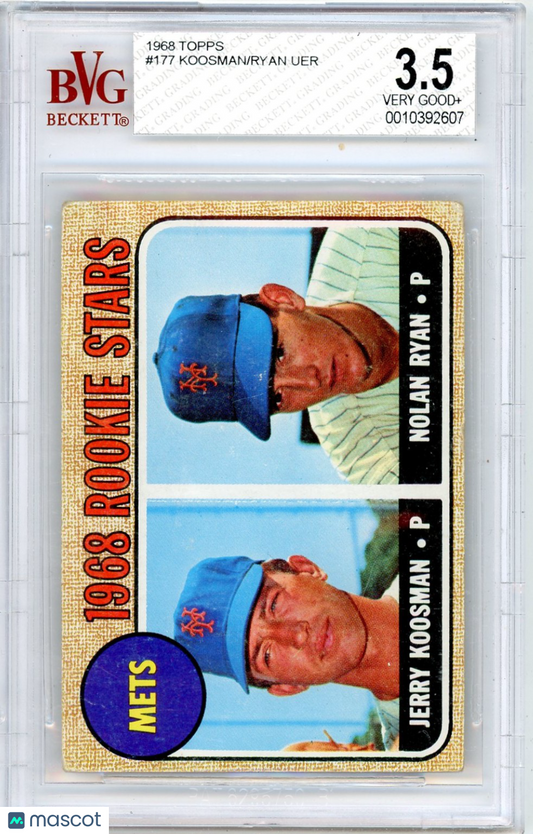 1968 Topps Nolan Ryan Jerry Koosman Rookie Stars #177 BVG 3.5