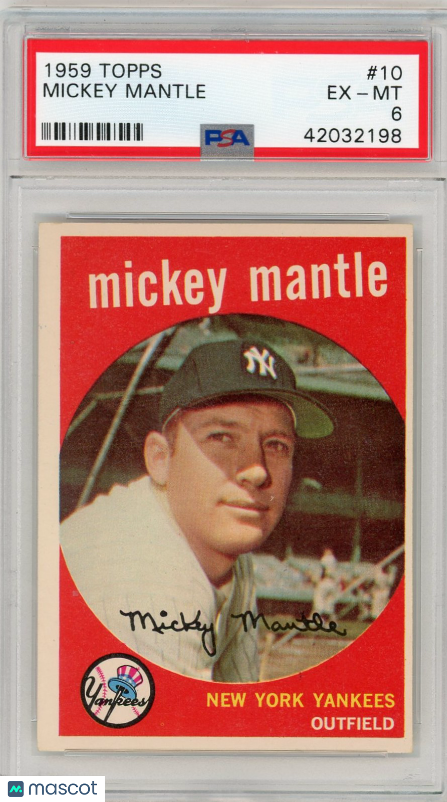 1959 Topps Mickey Mantle #10 PSA 6