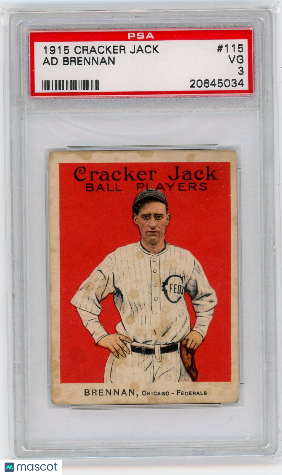 1915 Cracker Jack Ad Brennan #115 PSA 3