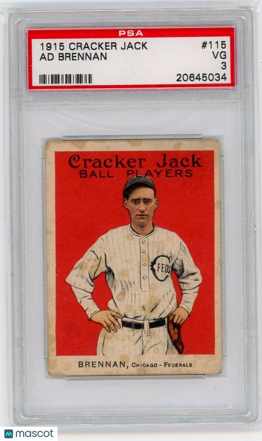 1915 Cracker Jack Ad Brennan #115 PSA 3