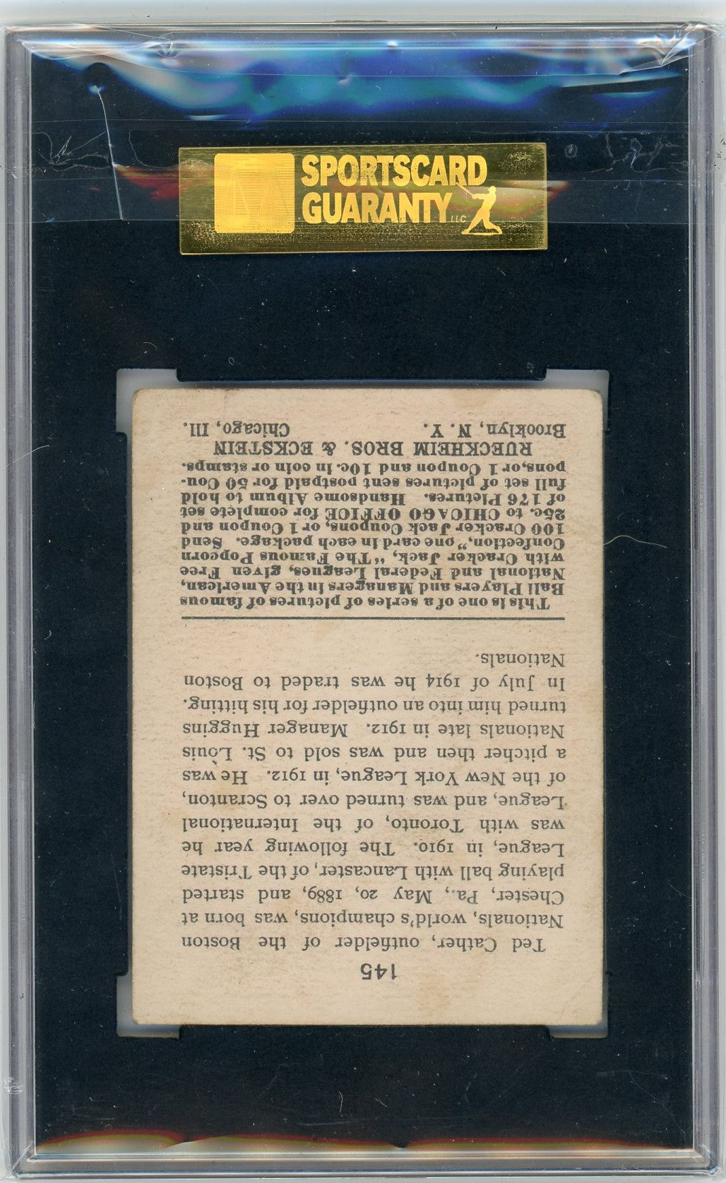 1915 Cracker Jack Ted Cather #145 SGC 2