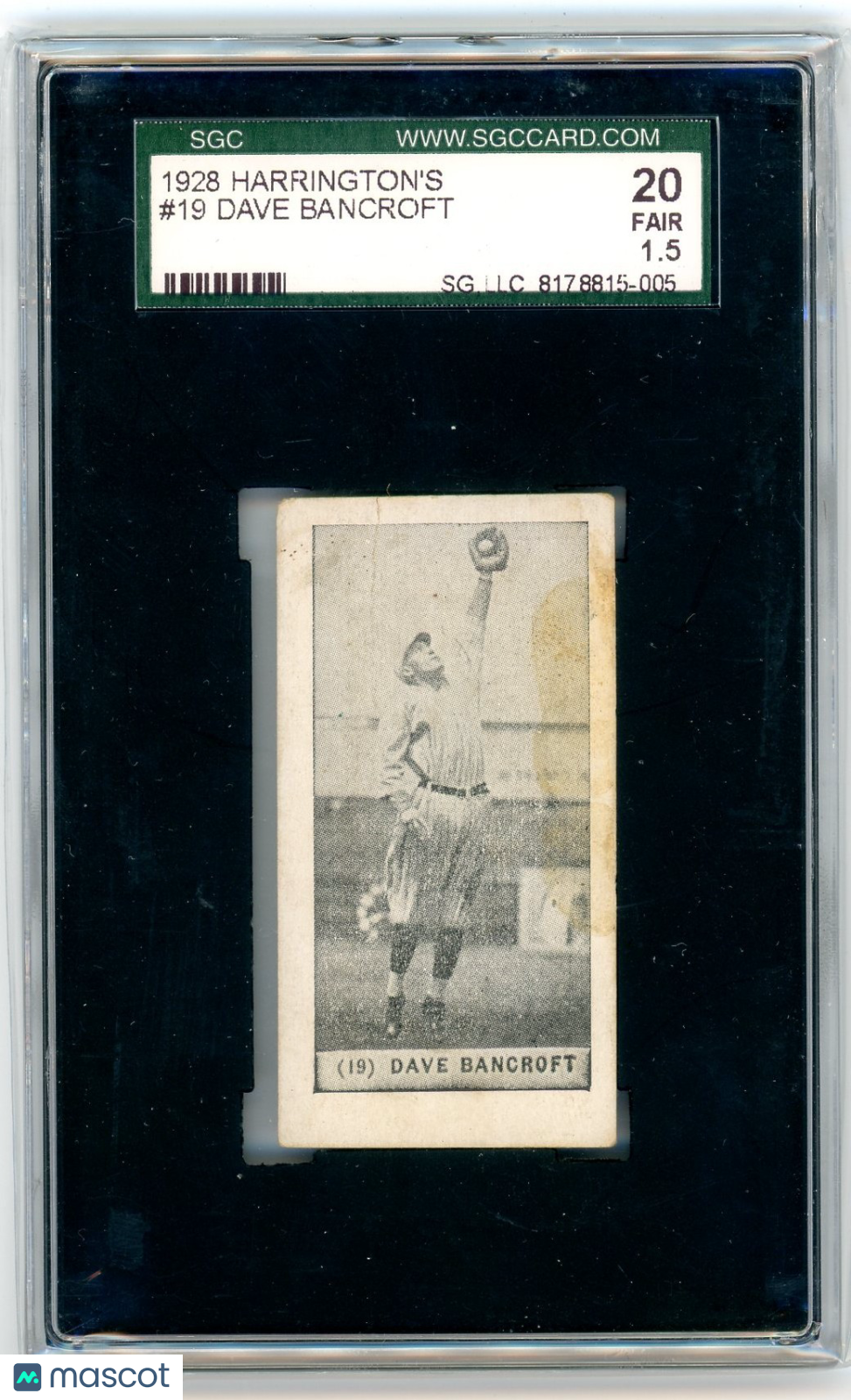 1928 Harrington's Dave Bancroft #19 SGC 1.5