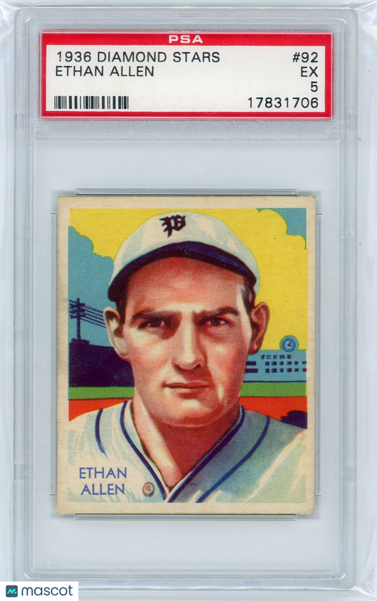 1936 Diamond Stars Ethan Allen #92 PSA 5