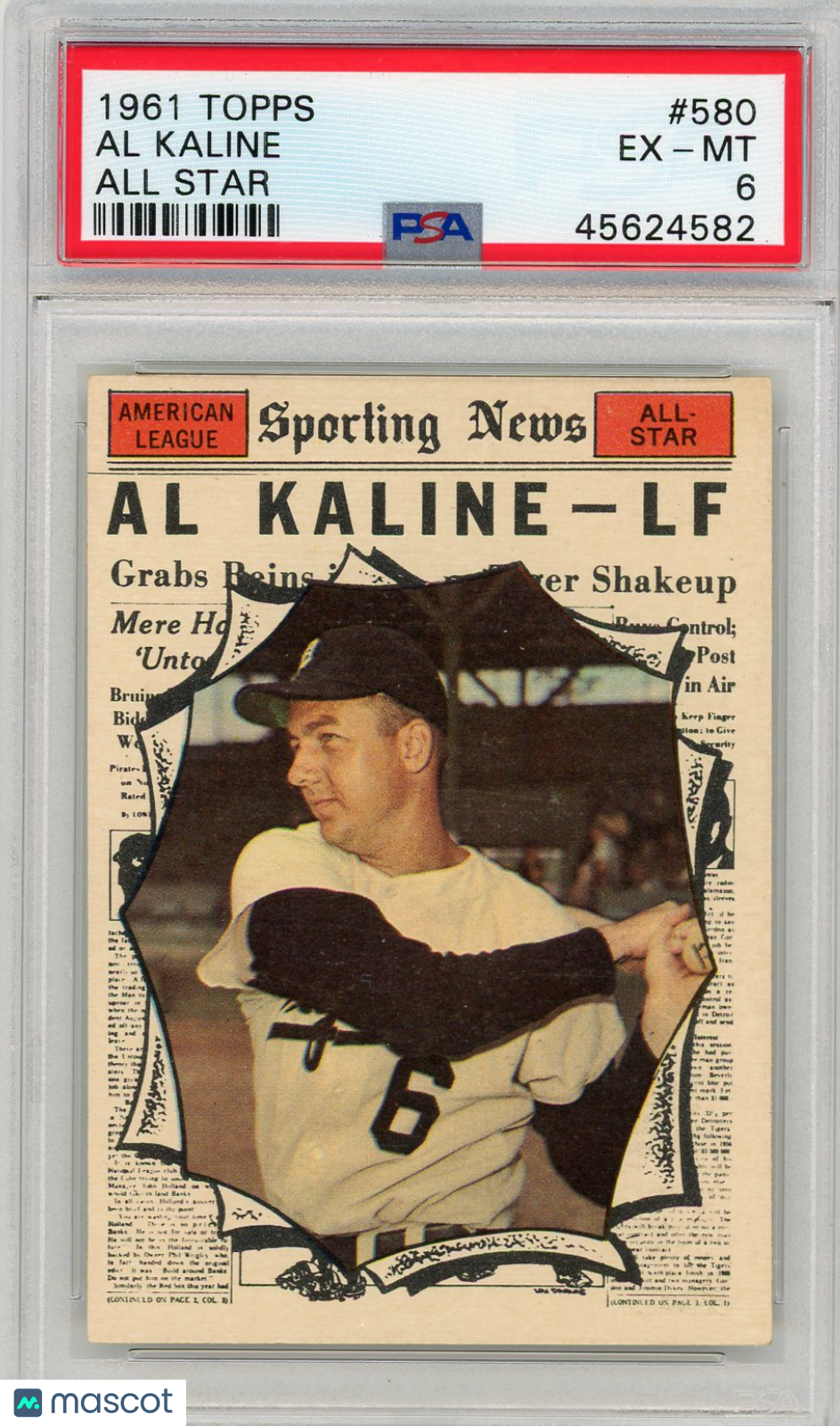 1961 Topps Al Kaline #580 All Star PSA 6