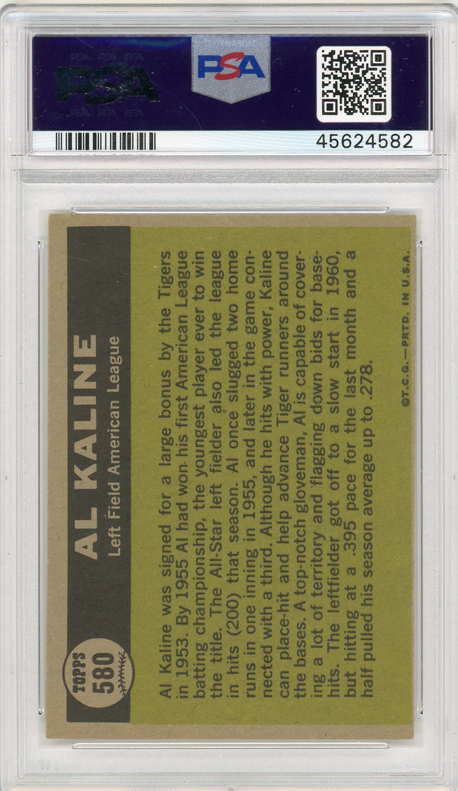 1961 Topps Al Kaline #580 All Star PSA 6