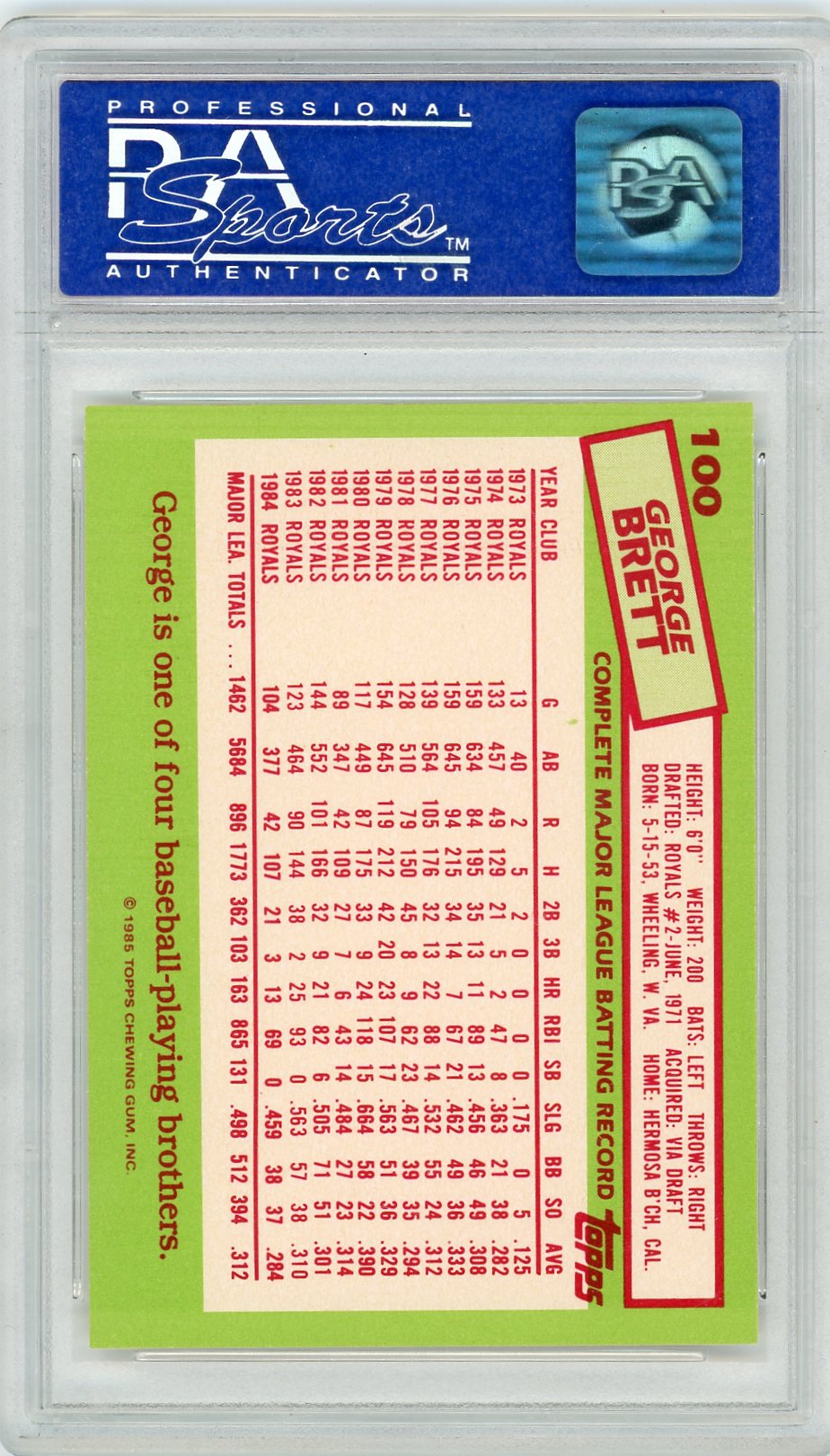 1985 Topps Tiffany George Brett #100 PSA 9