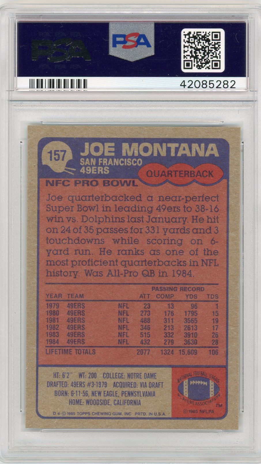 1985 Topps Joe Montana #157 PSA 9
