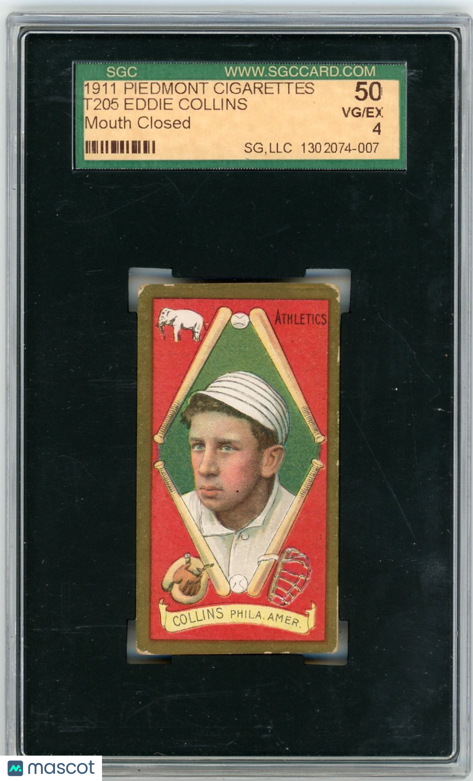 1911 Piedmont Cigarettes (T205) Eddie Collins Mouth Closed SGC 4