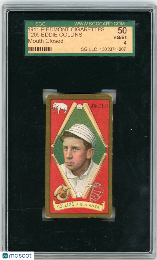 1911 Piedmont Cigarettes (T205) Eddie Collins Mouth Closed SGC 4