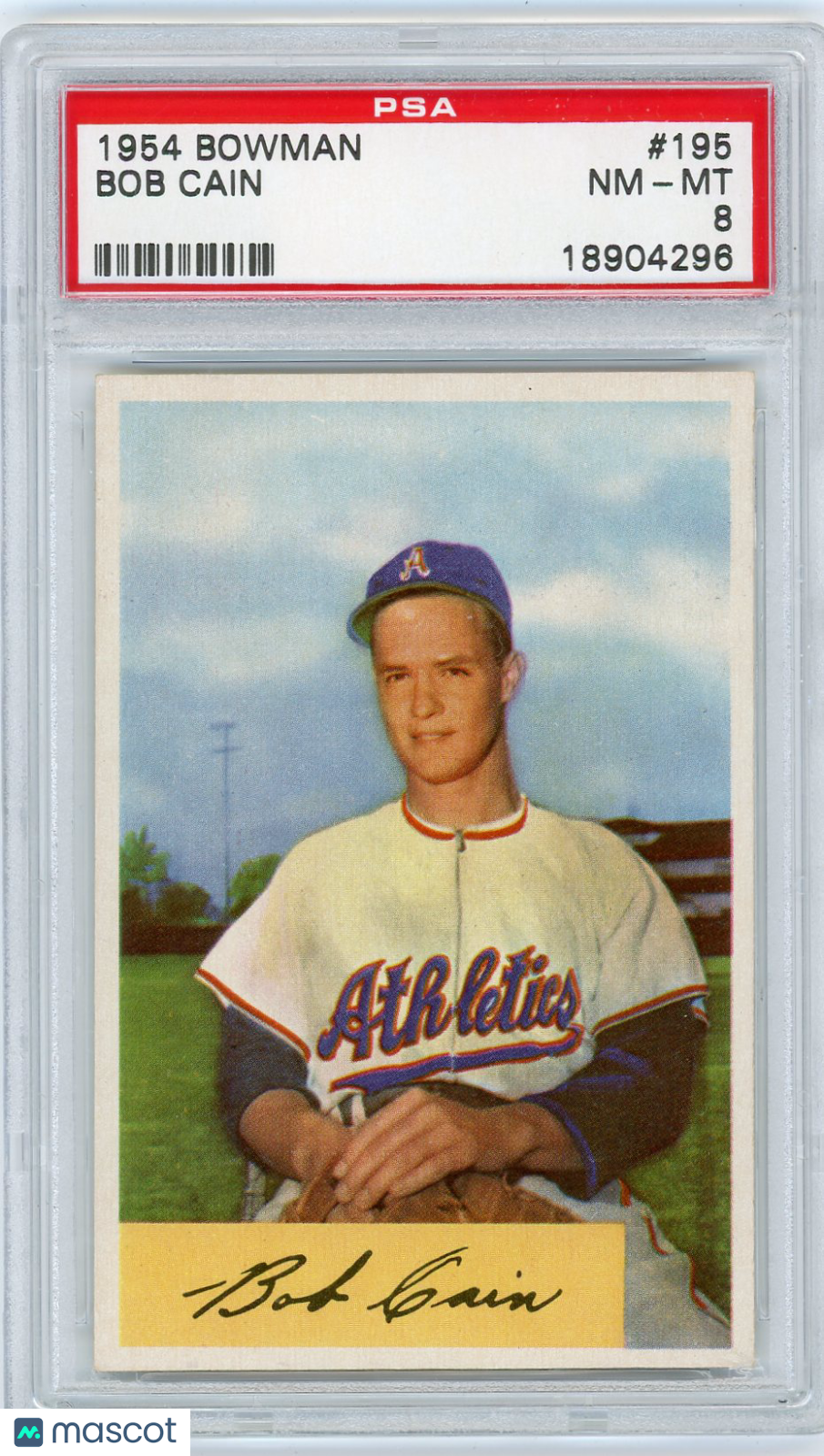 1954 Bowman Bob Cain #195 PSA 8
