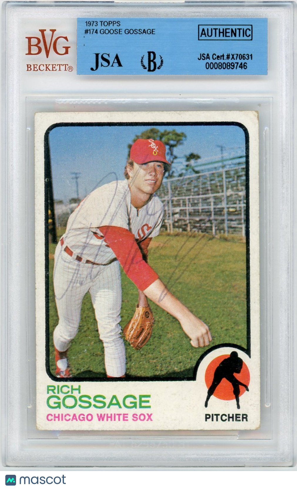 1973 Topps Goose Gossage #174 BVG Authentic Rookie JSA Auto Authentic