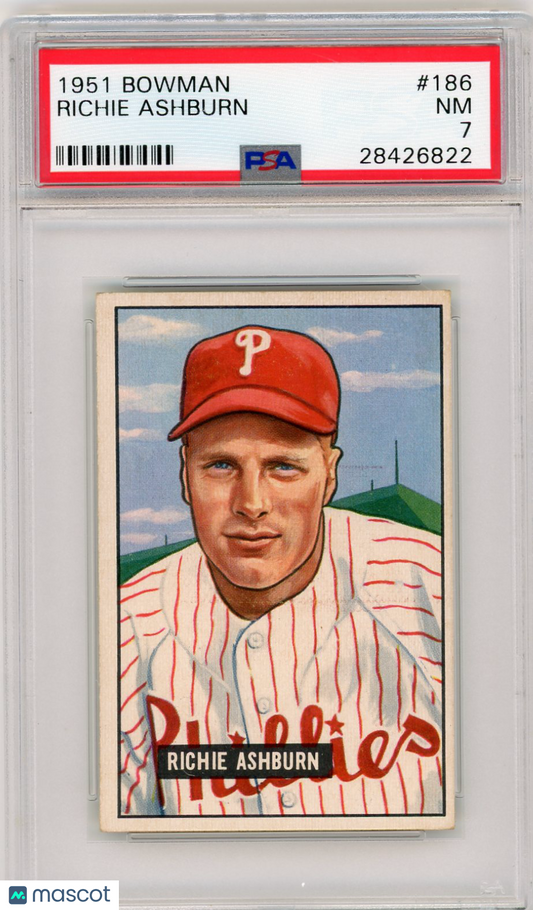 1951 Bowman Richie Ashburn #186 PSA 7