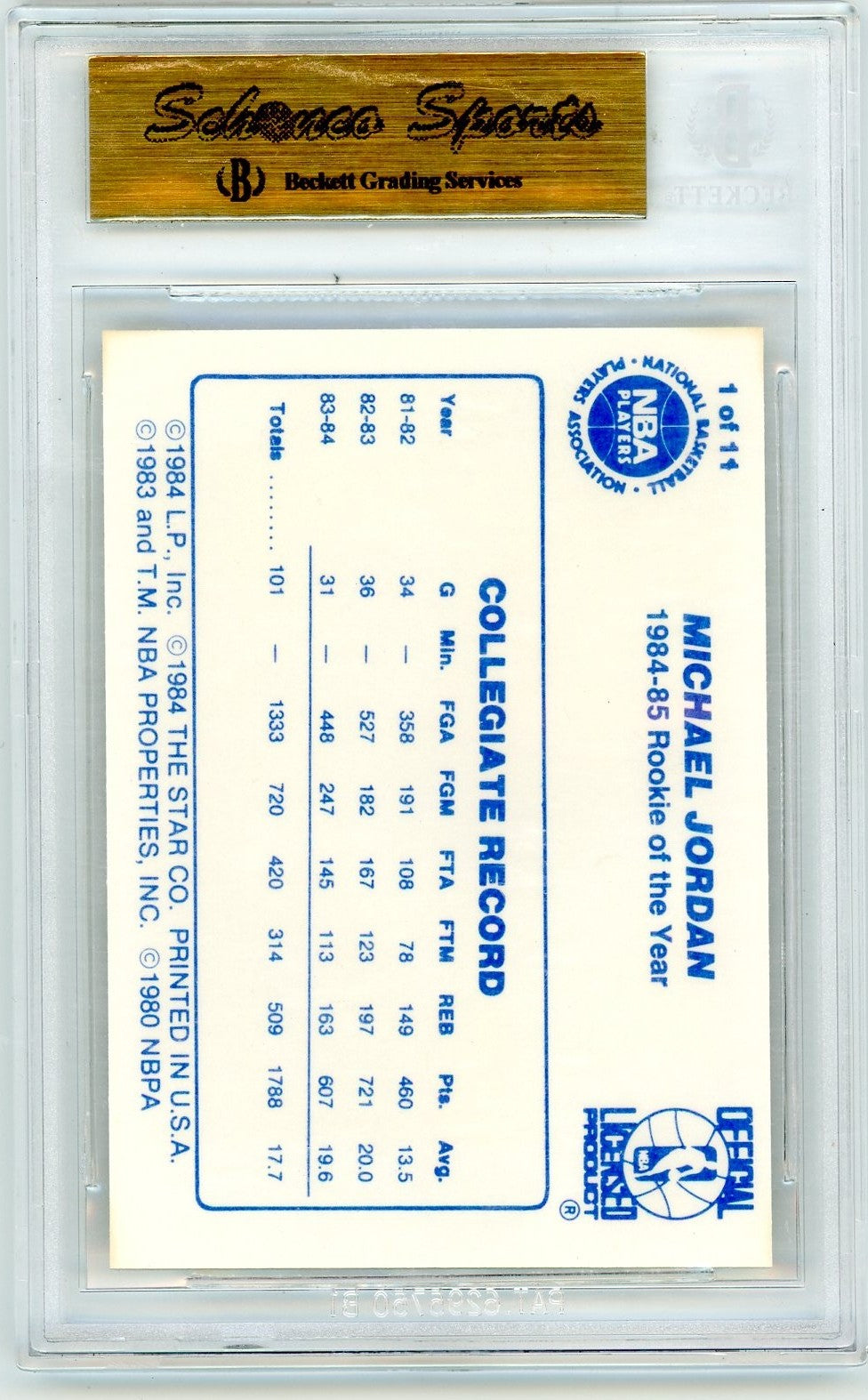 1985 Star Last 11 ROY's Michael Jordan #1 BGS 9.5