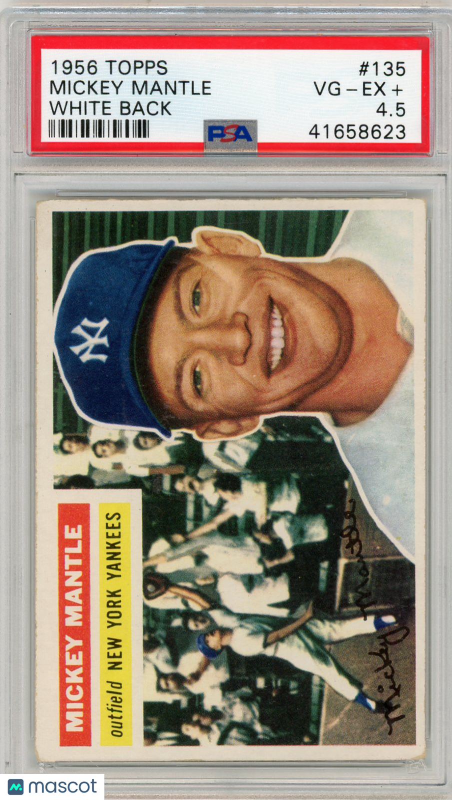 1956 Topps Mickey Mantle #135 White Back PSA 4.5