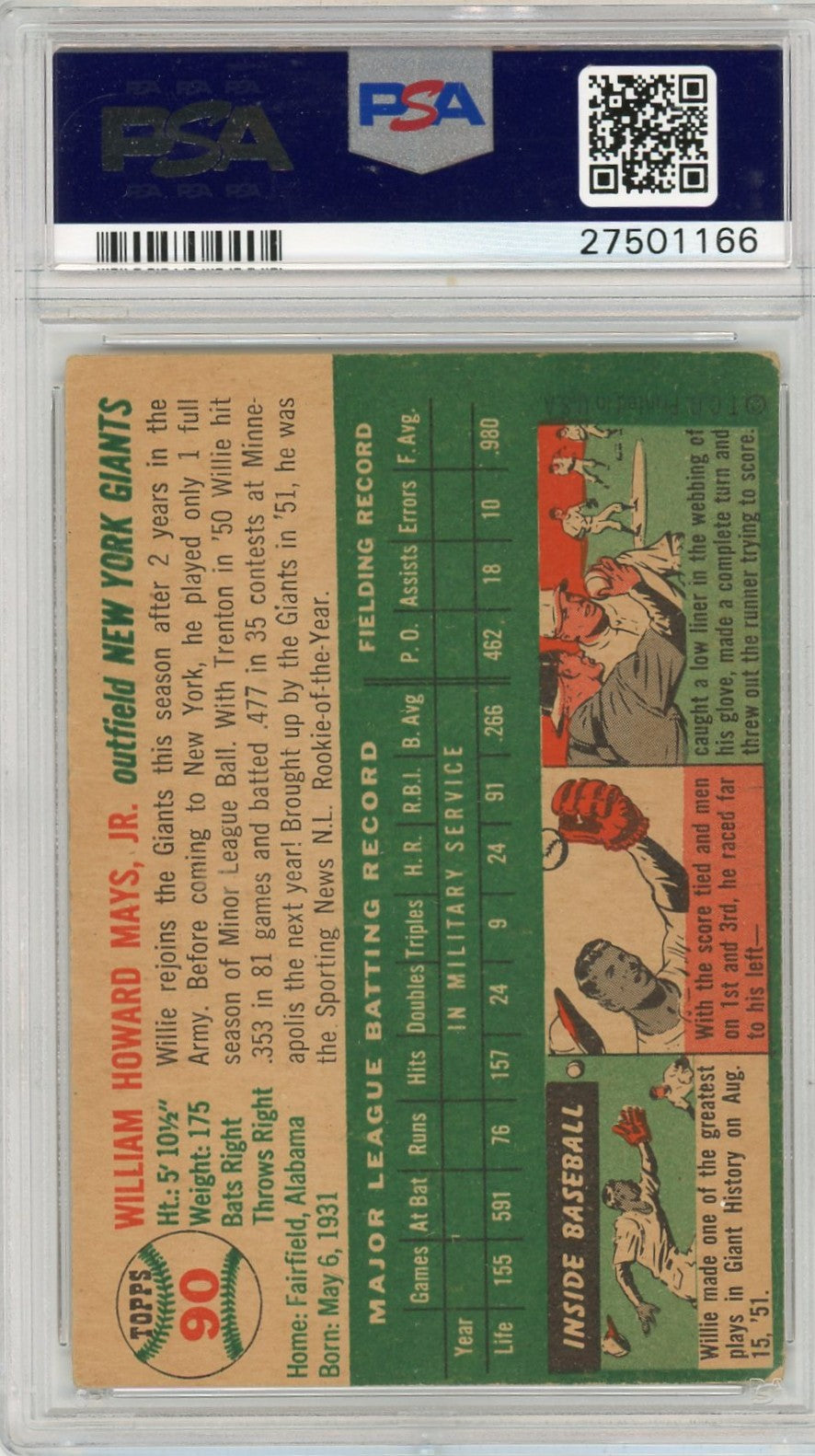 1954 Topps Willie Mays #90 PSA 4.5