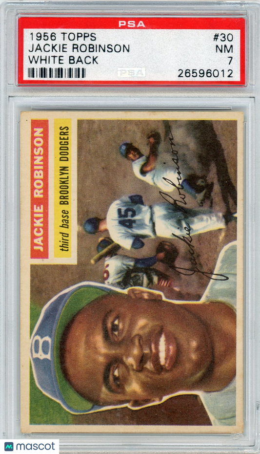 1956 Topps Jackie Robinson #30 White Back PSA 7