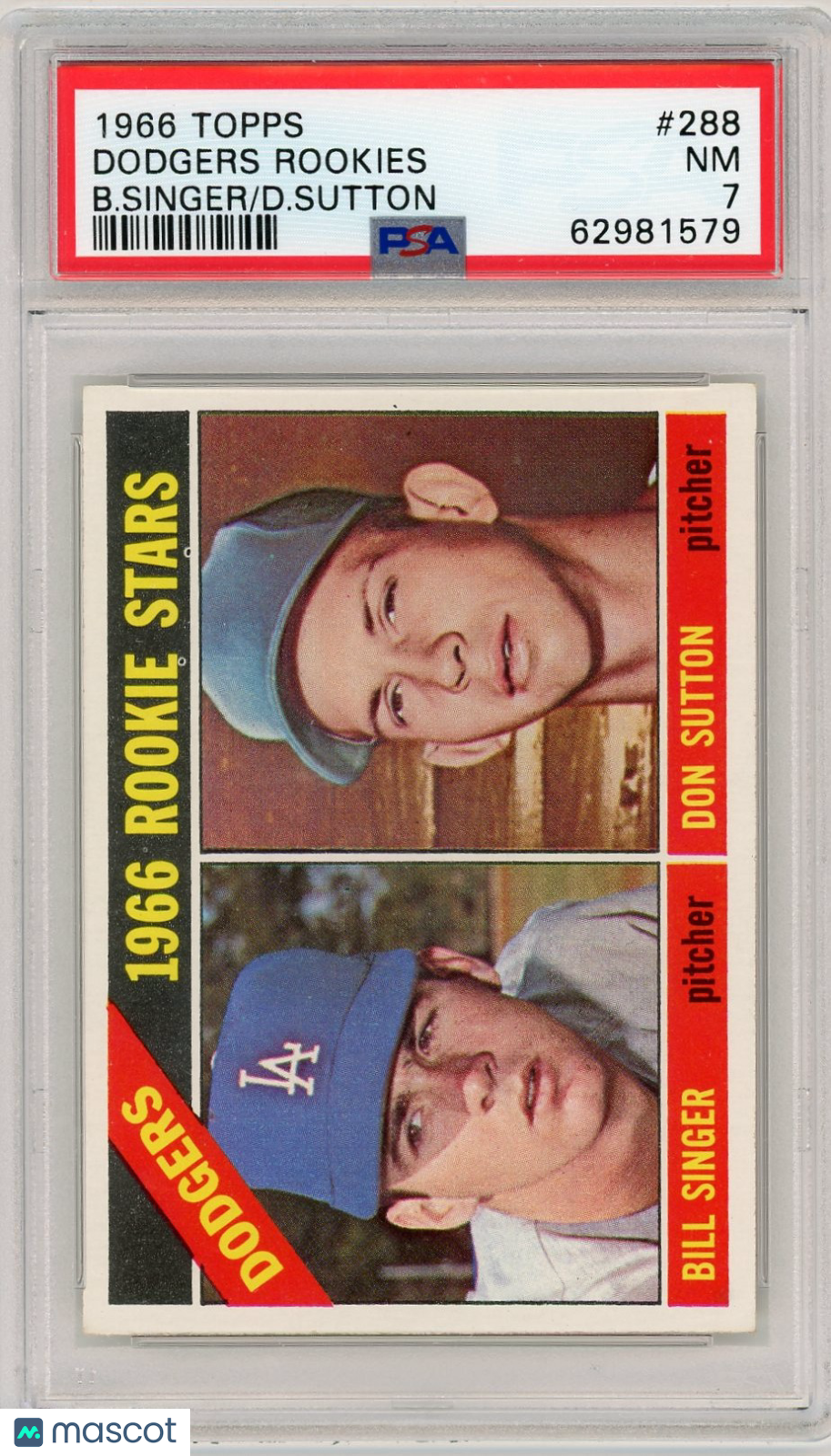 1966 Topps Dodgers Rookies #288 B. Singer D. Sutton PSA 7