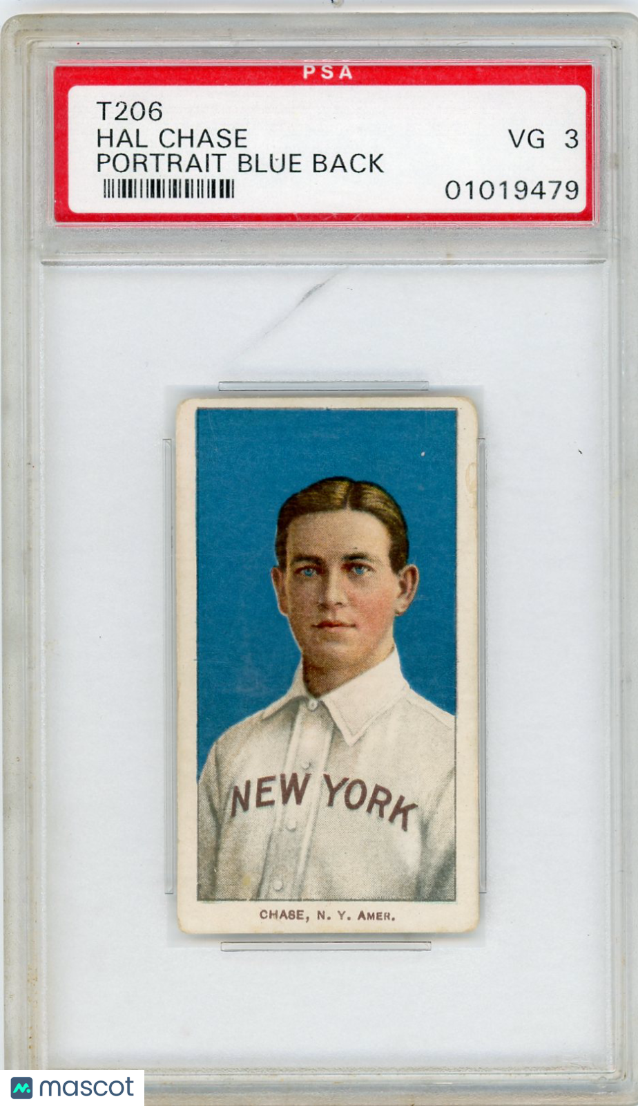 1909-11 T206 Hal Chase Portrait Blue PSA 3