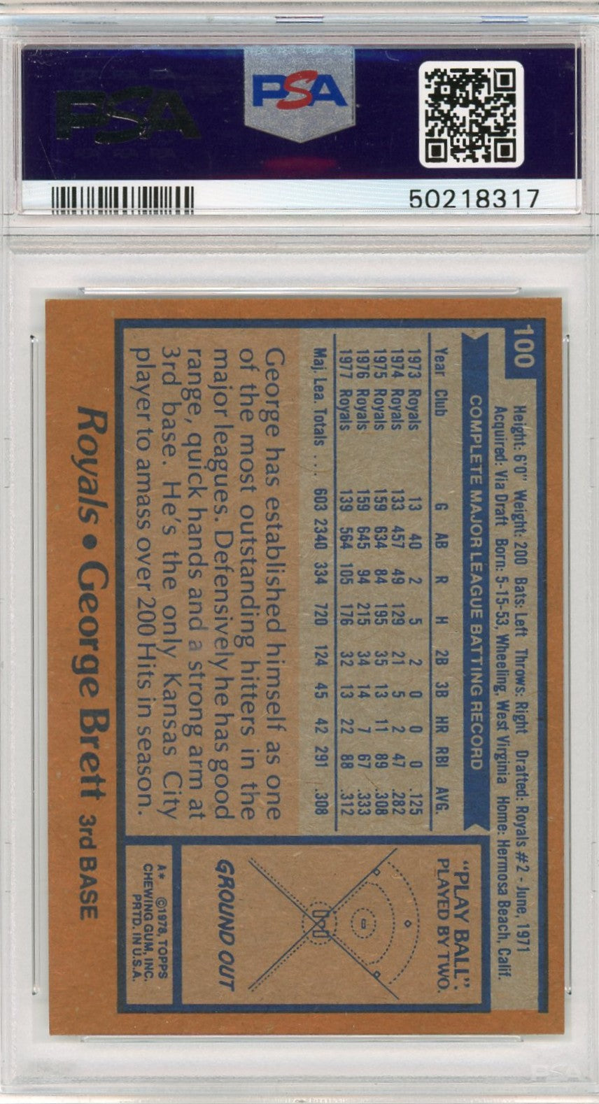 1978 Topps George Brett #100 PSA 8