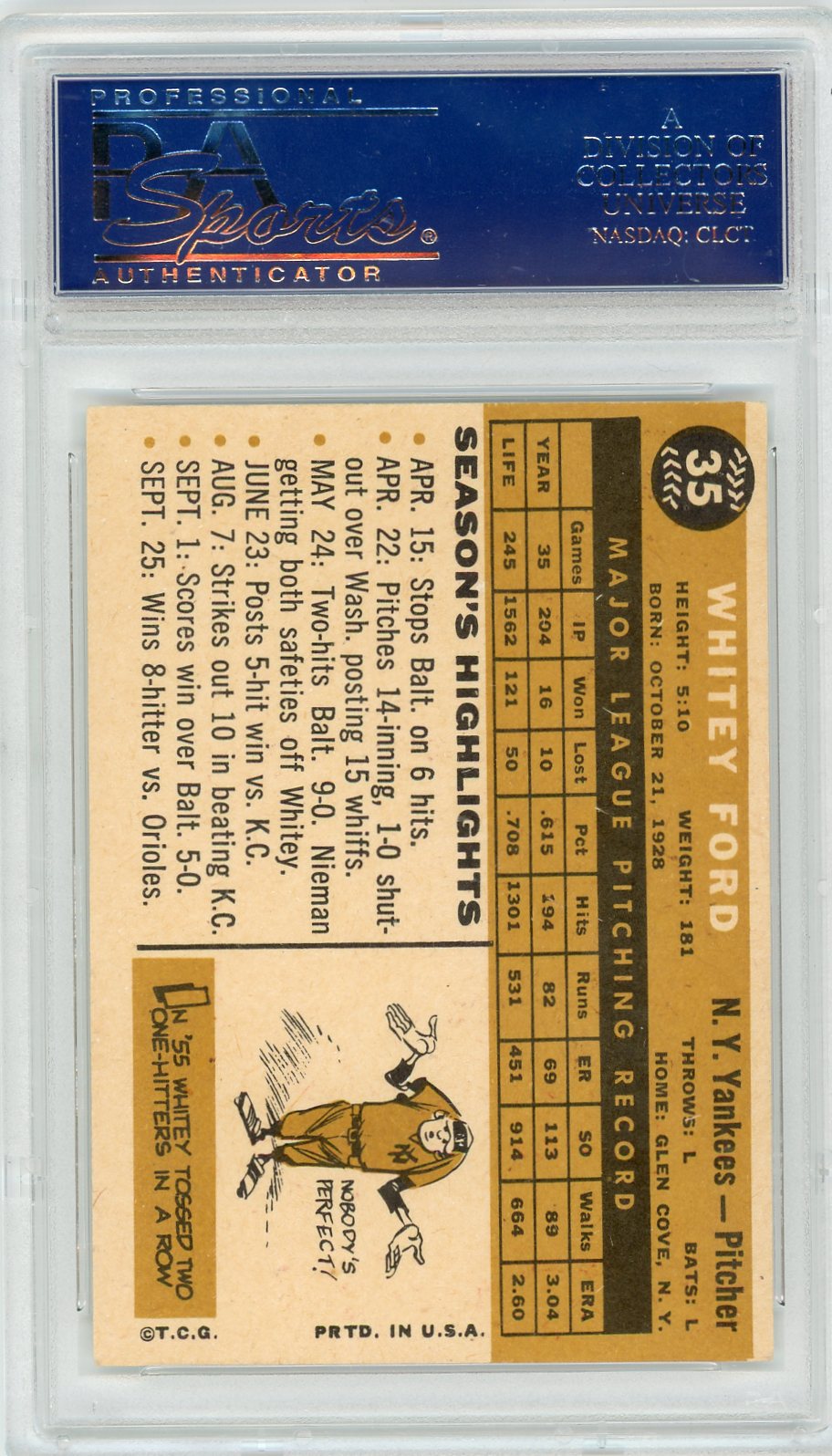 1960 Topps Whitey Ford #35 PSA 6.5