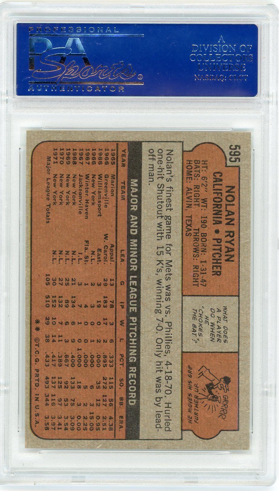 1972 Topps Nolan Ryan #595 PSA 6.5