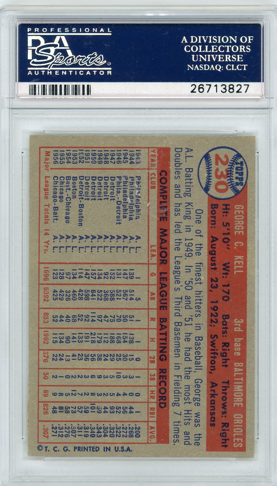 1957 Topps George Kell #230 PSA 8