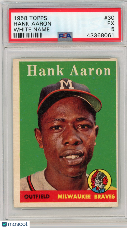1958 Topps Hank Aaron #30 White Name PSA 5