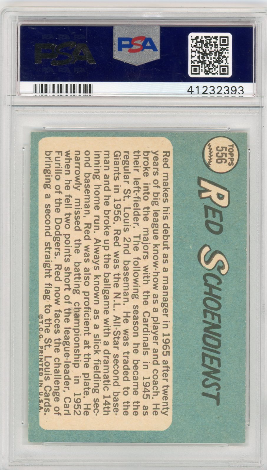 1965 Topps Red Schoendienst #556 PSA 8