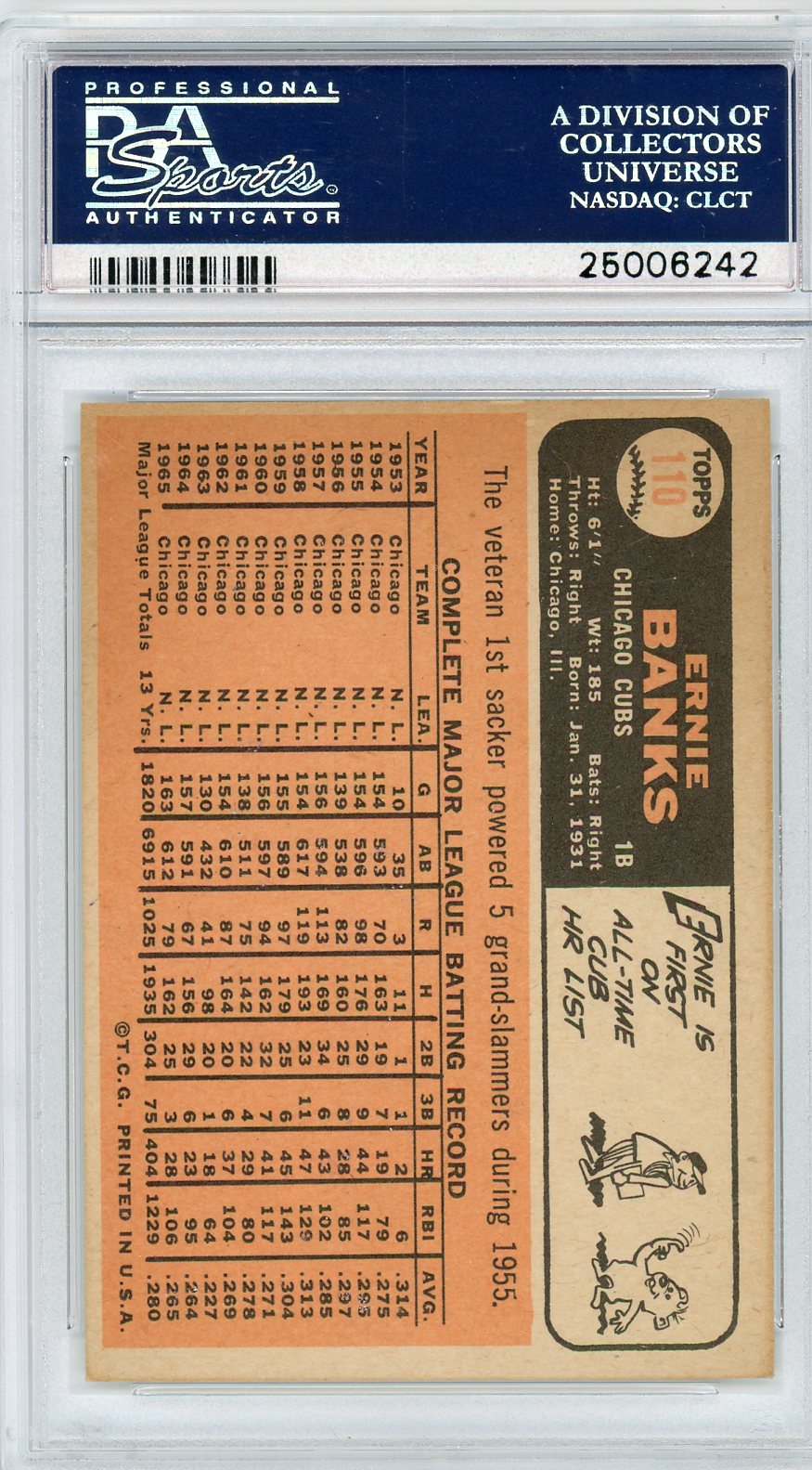 1966 Topps Ernie Banks #110 PSA 7