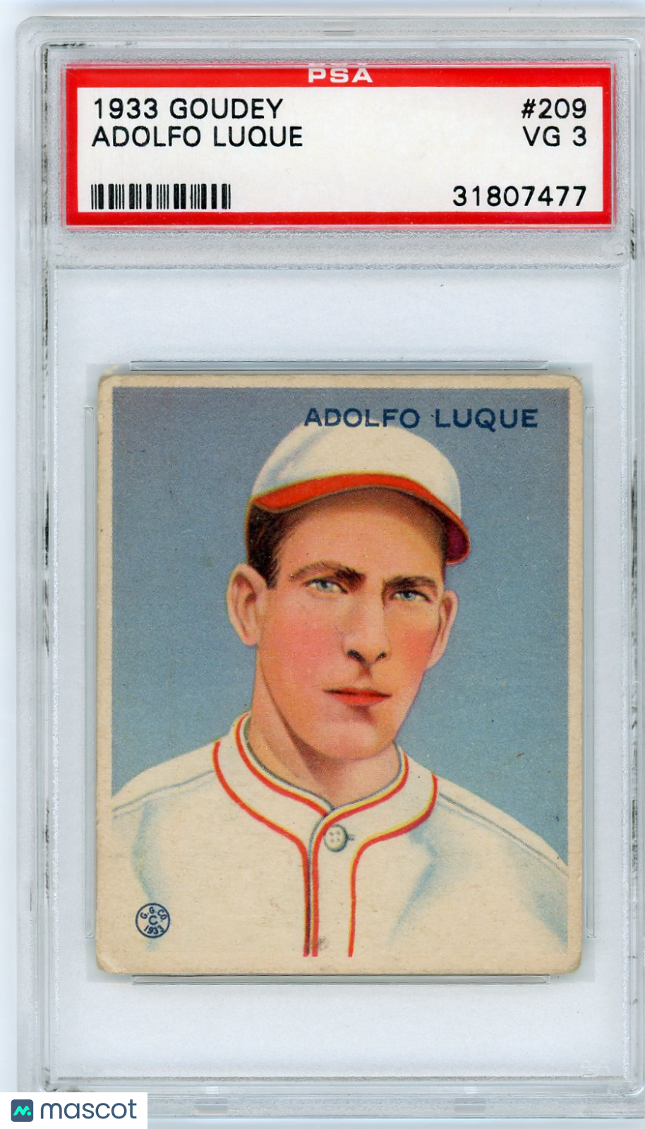 1933 Goudey Adolfo Luque #209 PSA 3