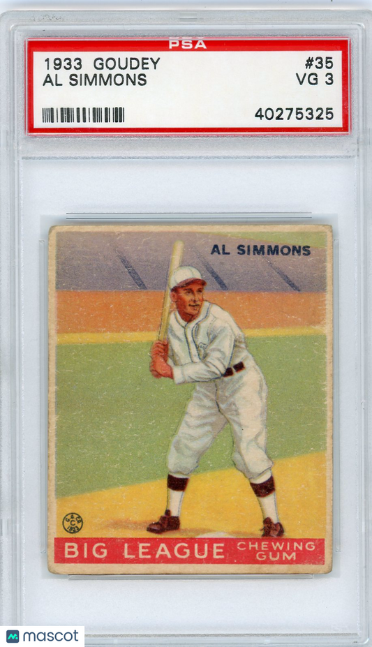 1933 Goudey Al Simmons #35 PSA 3