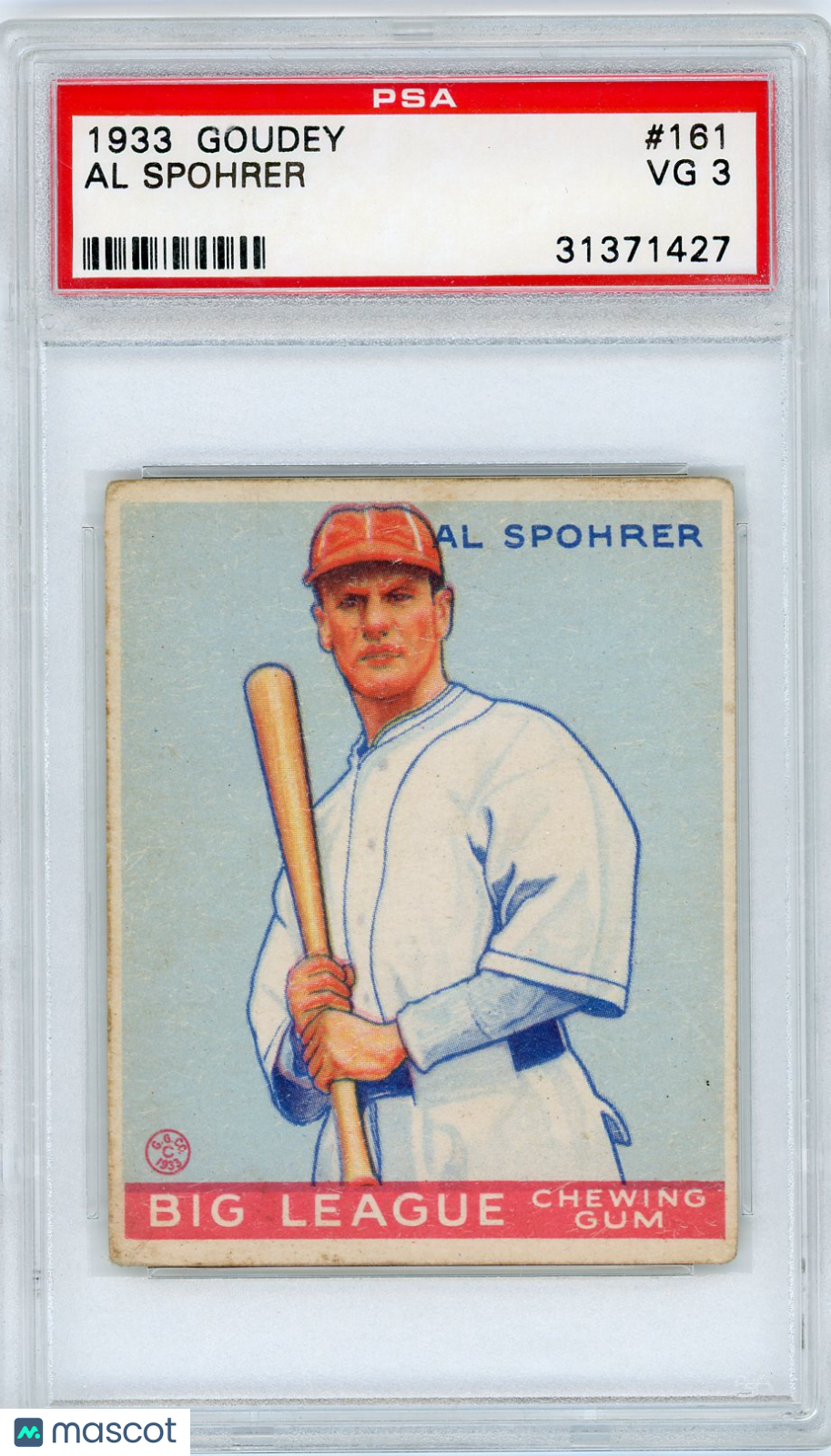 1933 Goudey Al Spohrer #161 PSA 3