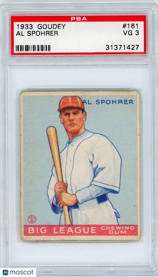 1933 Goudey Al Spohrer #161 PSA 3