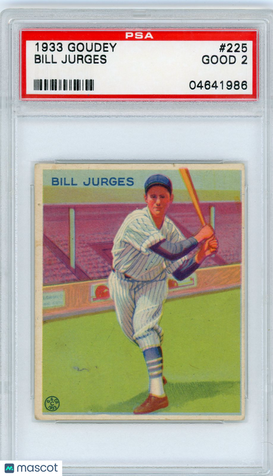 1933 Goudey Bill Jurges #225 PSA 2