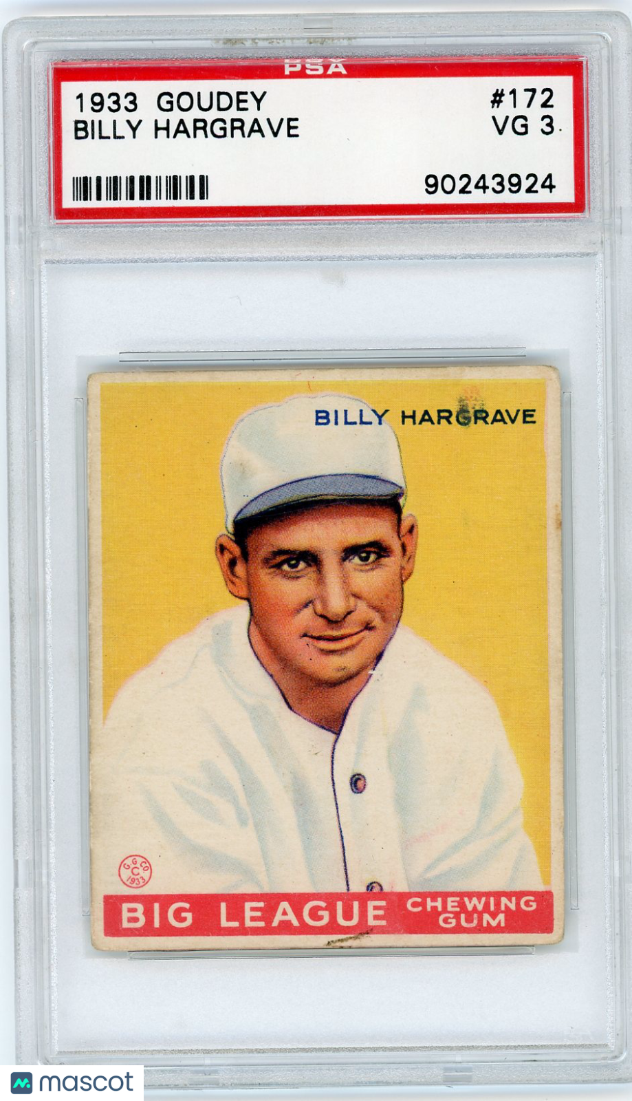 1933 Goudey Billy Hargrave #172 PSA 3