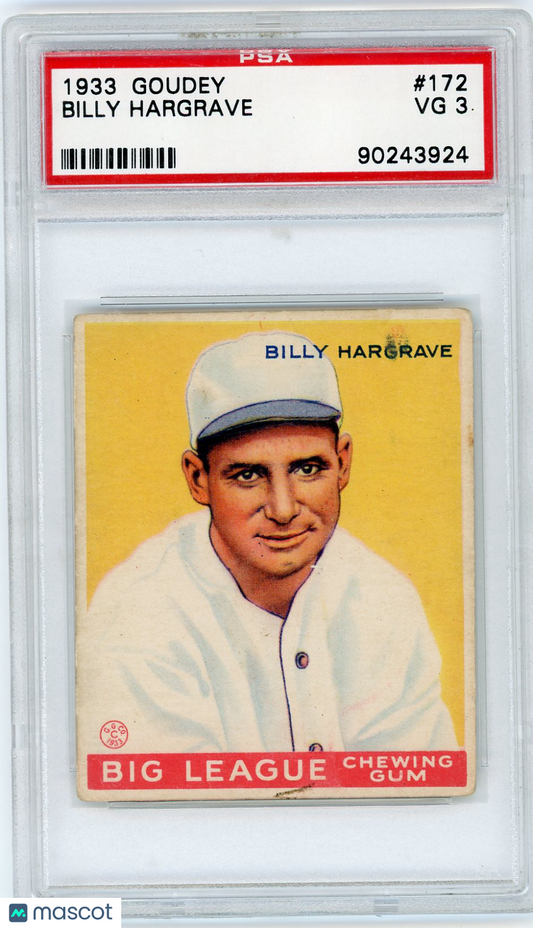 1933 Goudey Billy Hargrave #172 PSA 3