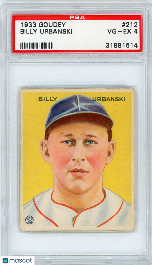 1933 Goudey Billy Urbanski #212 PSA 4