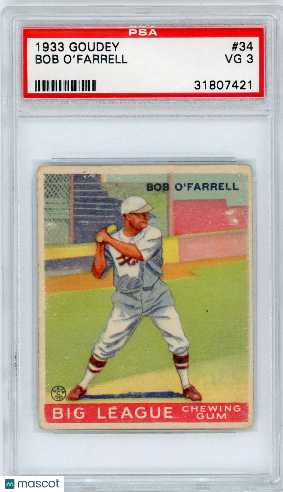 1933 Goudey Bob O'farrell #34 PSA 3