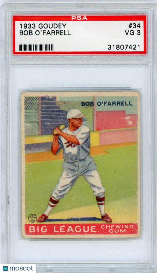 1933 Goudey Bob O'farrell #34 PSA 3