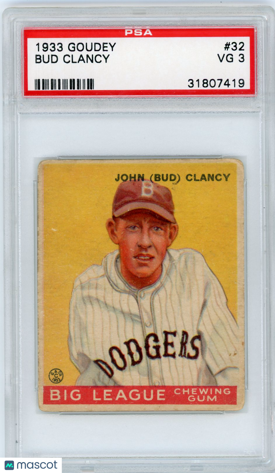 1933 Goudey Bud Clancy #32 PSA 3
