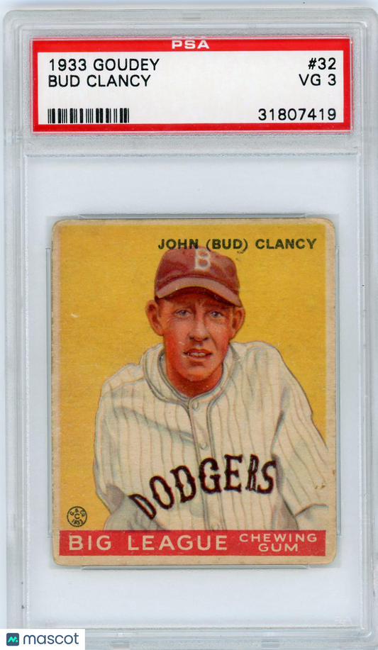 1933 Goudey Bud Clancy #32 PSA 3