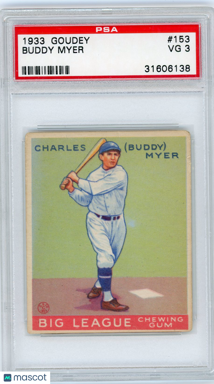 1933 Goudey Buddy Myer #153 PSA 3