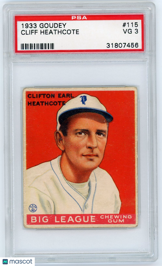 1933 Goudey Cliff Heathcote #115 PSA 3