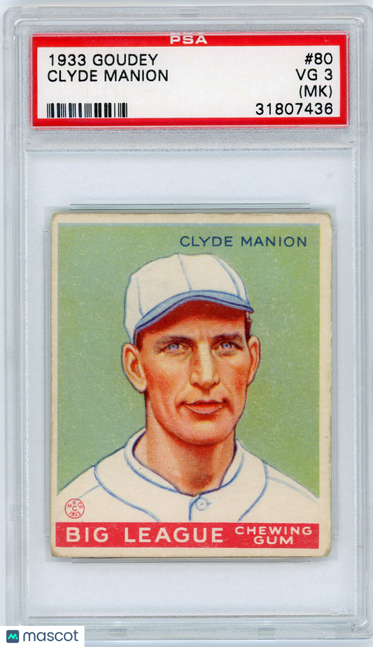 1933 Goudey Clyde Manion #80 PSA 3 MK