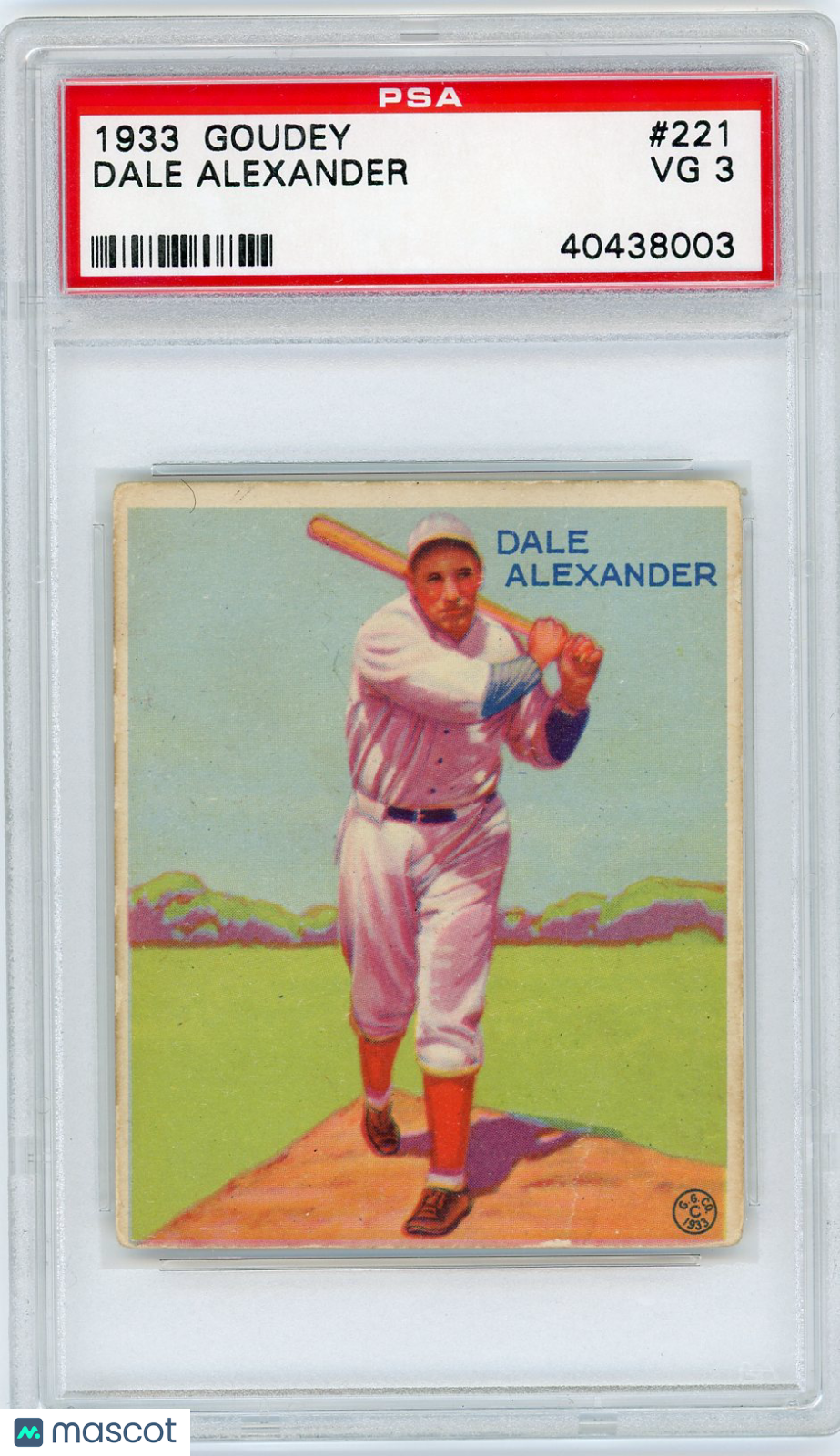 1933 Goudey Dale Alexander #221 PSA 3