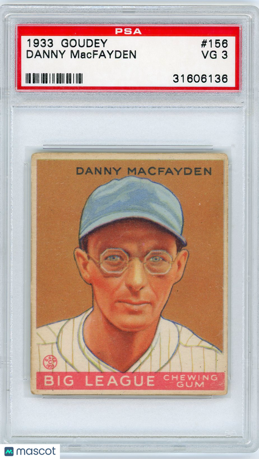1933 Goudey Danny Macfayden #156 PSA 3