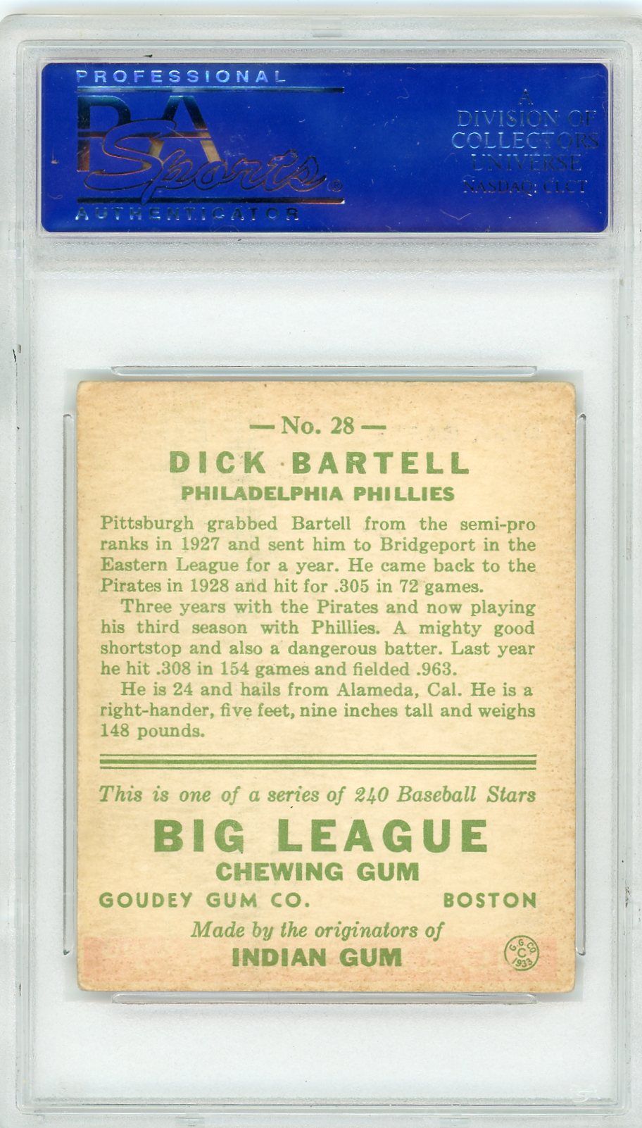 1933 Goudey Dick Bartell #28 PSA 4